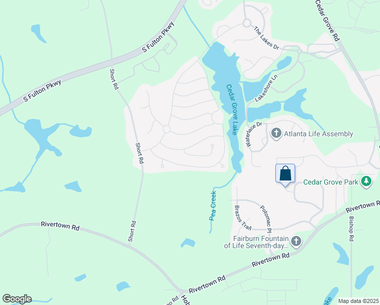 map of restaurants, bars, coffee shops, grocery stores, and more near 7779 Birdsview Drive in Fairburn
