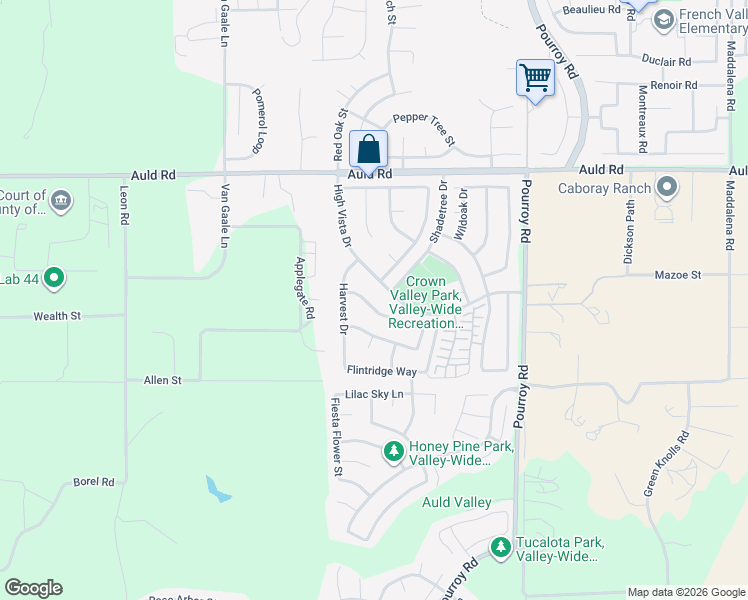 map of restaurants, bars, coffee shops, grocery stores, and more near 31590 Waterfall Way in Murrieta