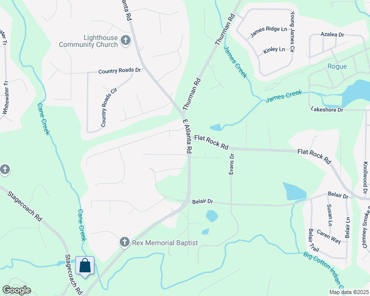 map of restaurants, bars, coffee shops, grocery stores, and more near 1331 East Atlanta Road in Stockbridge