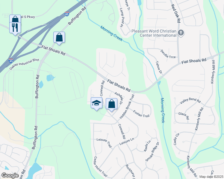 map of restaurants, bars, coffee shops, grocery stores, and more near 6400 Ashdale Drive in College Park