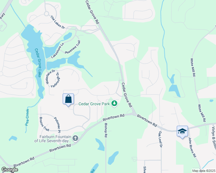 map of restaurants, bars, coffee shops, grocery stores, and more near 648 Assolas Court in Fairburn