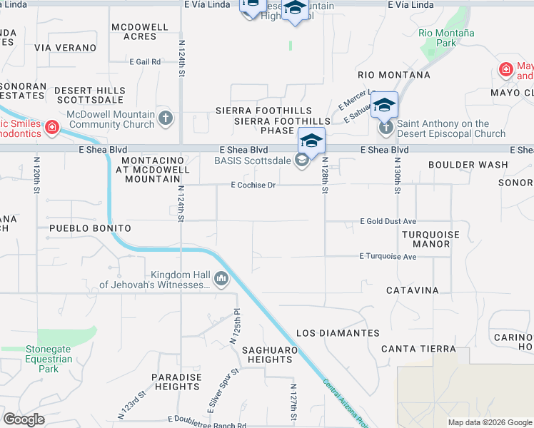 map of restaurants, bars, coffee shops, grocery stores, and more near 12640 East Gold Dust Avenue in Scottsdale