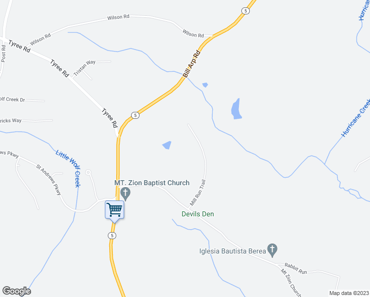 map of restaurants, bars, coffee shops, grocery stores, and more near 8245 Mill Run Trail in Whitesburg