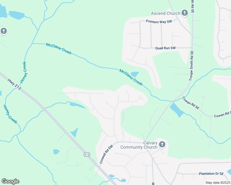 map of restaurants, bars, coffee shops, grocery stores, and more near 4288 Old Wood Drive Southwest in Conyers
