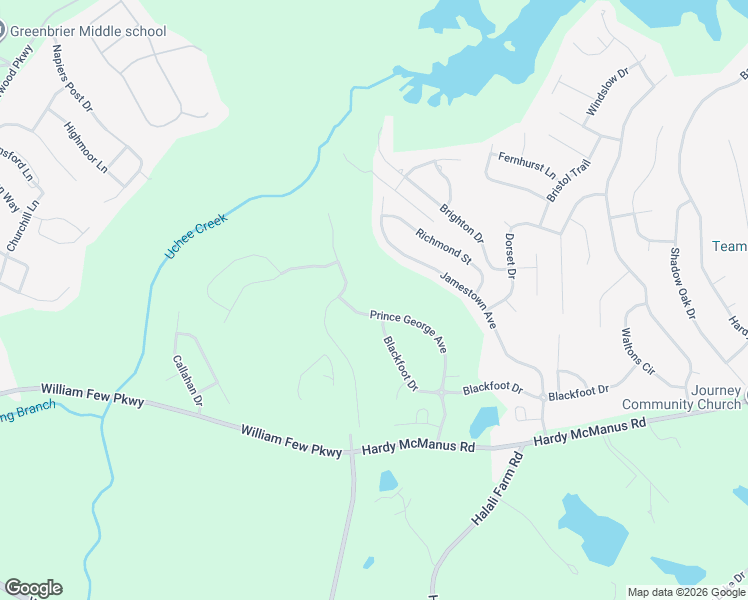 map of restaurants, bars, coffee shops, grocery stores, and more near 1826 Prince George Avenue in Evans