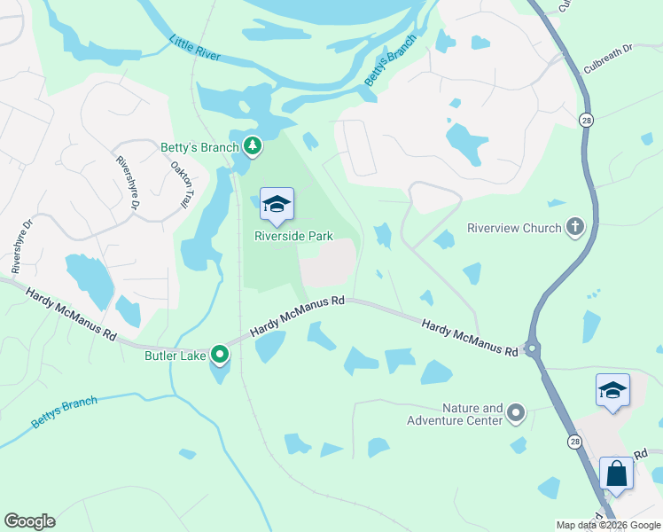 map of restaurants, bars, coffee shops, grocery stores, and more near 4431 Hardy McManus Road in Evans