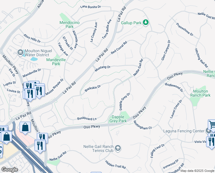 map of restaurants, bars, coffee shops, grocery stores, and more near 26432 Broken Bit Lane in Laguna Hills