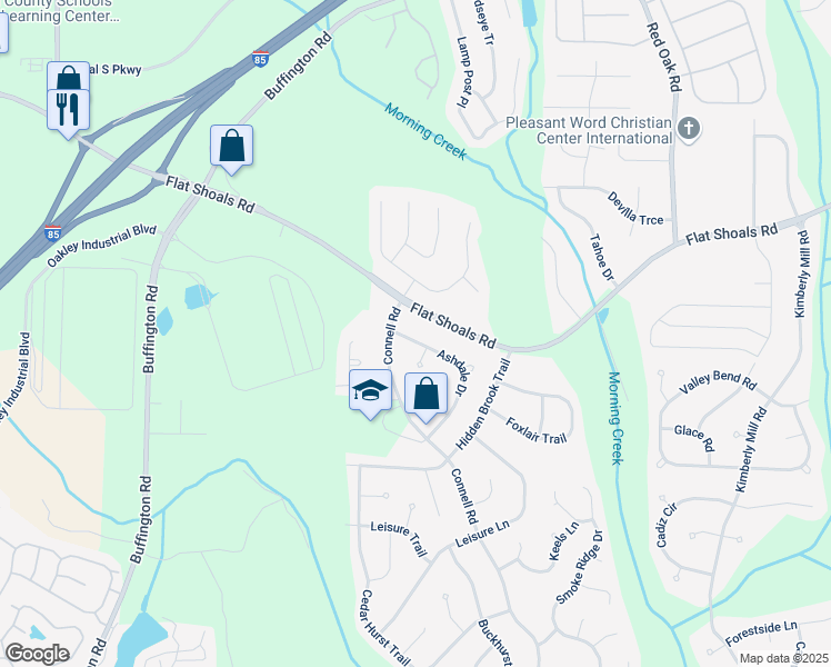 map of restaurants, bars, coffee shops, grocery stores, and more near 6360 Ashdale Drive in Atlanta