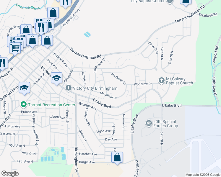 map of restaurants, bars, coffee shops, grocery stores, and more near 1715 Mc Caskill Street in Birmingham