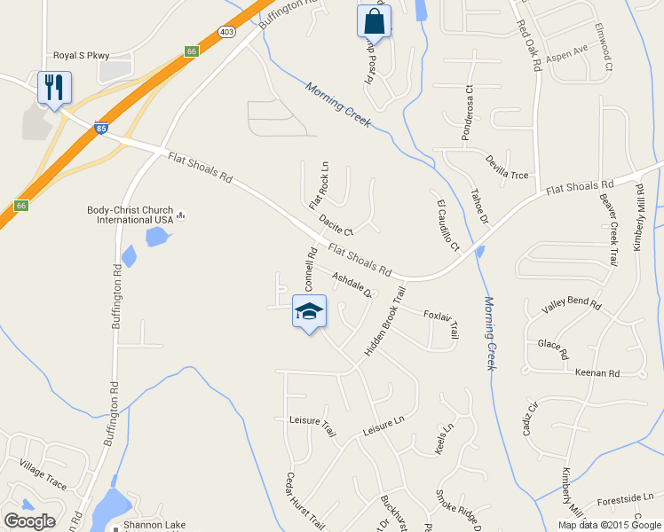 map of restaurants, bars, coffee shops, grocery stores, and more near 6360 Ashdale Drive in Atlanta