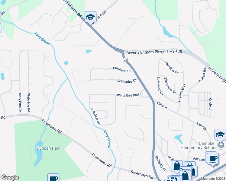 map of restaurants, bars, coffee shops, grocery stores, and more near 757 Tall Deer Drive in Fairburn