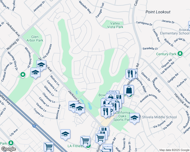 map of restaurants, bars, coffee shops, grocery stores, and more near 40532 Corte Lucia in Murrieta