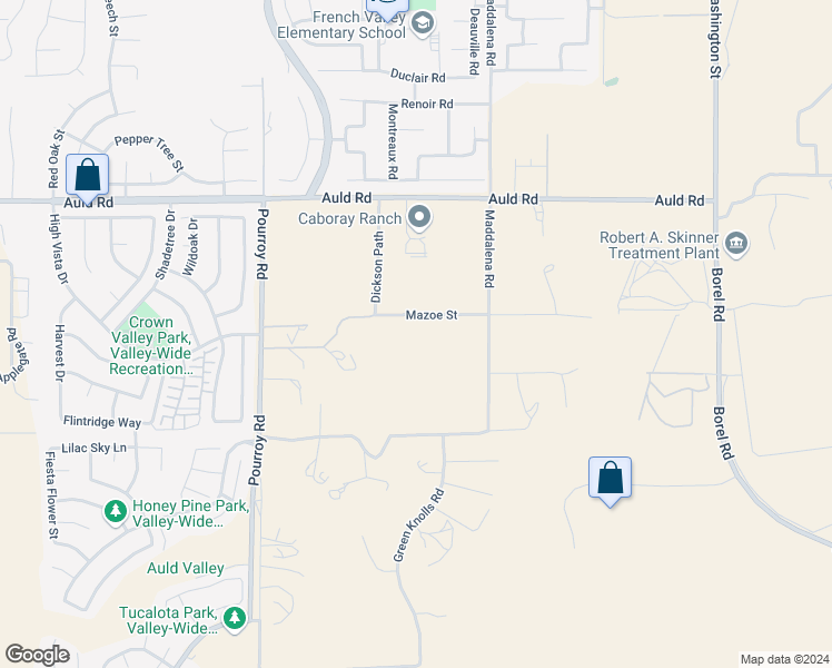 map of restaurants, bars, coffee shops, grocery stores, and more near Mazoe Street in Riverside County