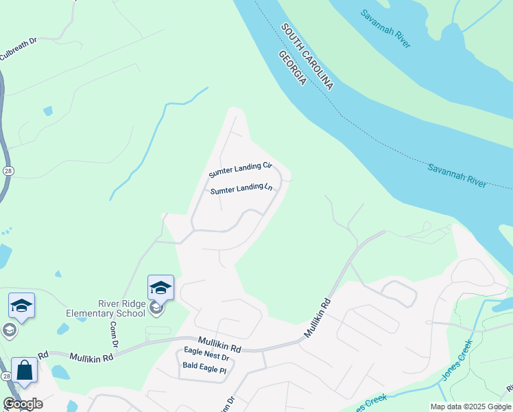 map of restaurants, bars, coffee shops, grocery stores, and more near 1183 Sumter Landing Circle in Evans