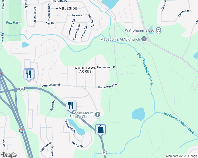 map of restaurants, bars, coffee shops, grocery stores, and more near 40 Cumberland Drive in Rex