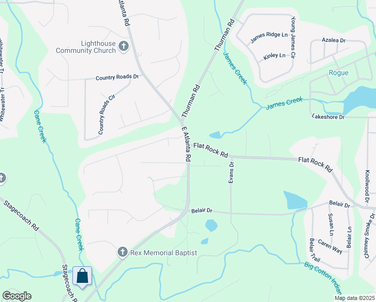 map of restaurants, bars, coffee shops, grocery stores, and more near 1341 East Atlanta Road in Stockbridge