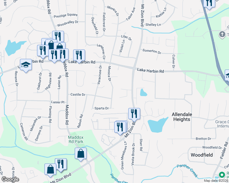 map of restaurants, bars, coffee shops, grocery stores, and more near 6442 Monica Drive in Morrow