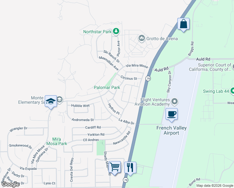 map of restaurants, bars, coffee shops, grocery stores, and more near 37326 La Lune Avenue in Murrieta