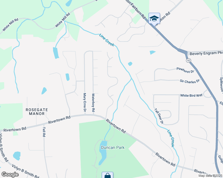 map of restaurants, bars, coffee shops, grocery stores, and more near 7085 Magnolia Lane in Fairburn
