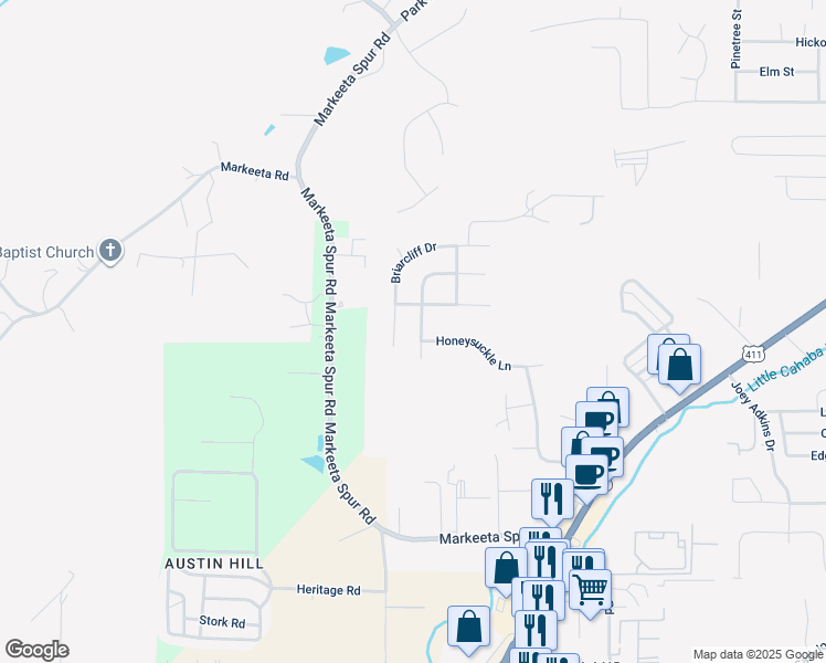 map of restaurants, bars, coffee shops, grocery stores, and more near 2345 Blueberry Drive in Leeds