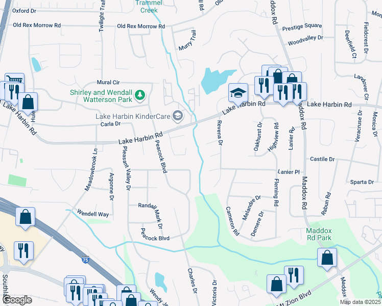 map of restaurants, bars, coffee shops, grocery stores, and more near 6463 Heritage Run in Morrow