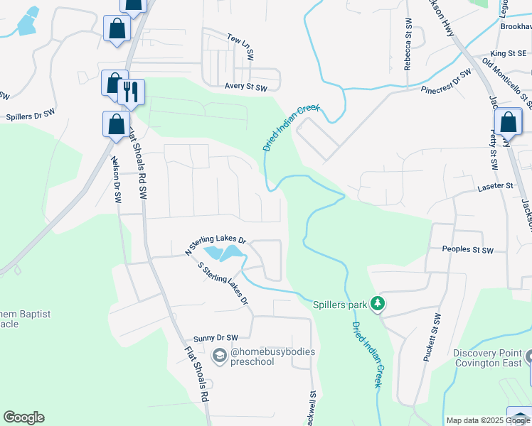 map of restaurants, bars, coffee shops, grocery stores, and more near 8120 Berrywood Court Southwest in Covington