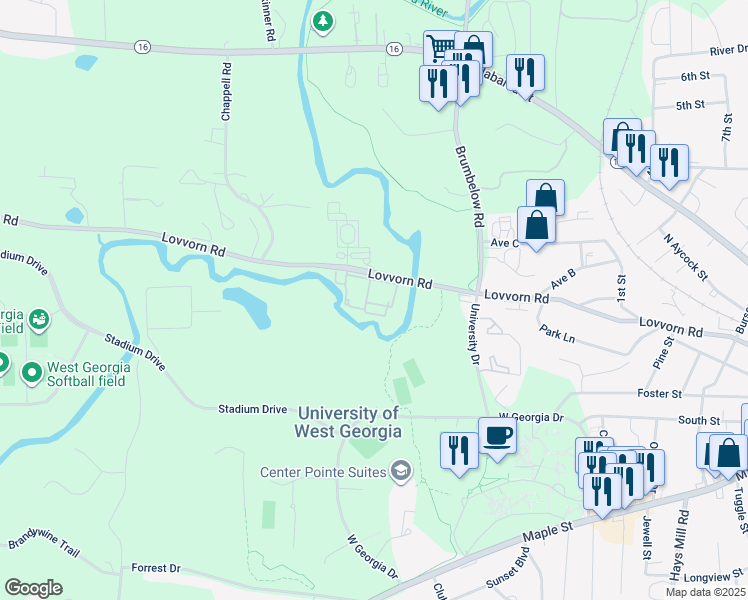 map of restaurants, bars, coffee shops, grocery stores, and more near 912 Lovvorn Road in Carrollton