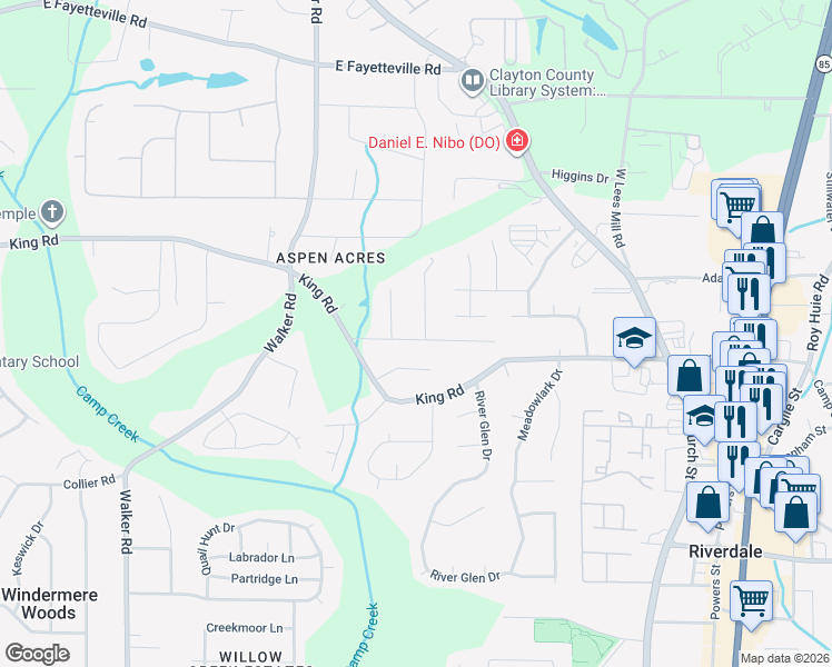 map of restaurants, bars, coffee shops, grocery stores, and more near 1056 Genny Lane in Riverdale