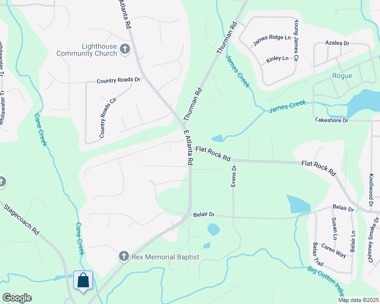 map of restaurants, bars, coffee shops, grocery stores, and more near 1351 East Atlanta Road in Stockbridge