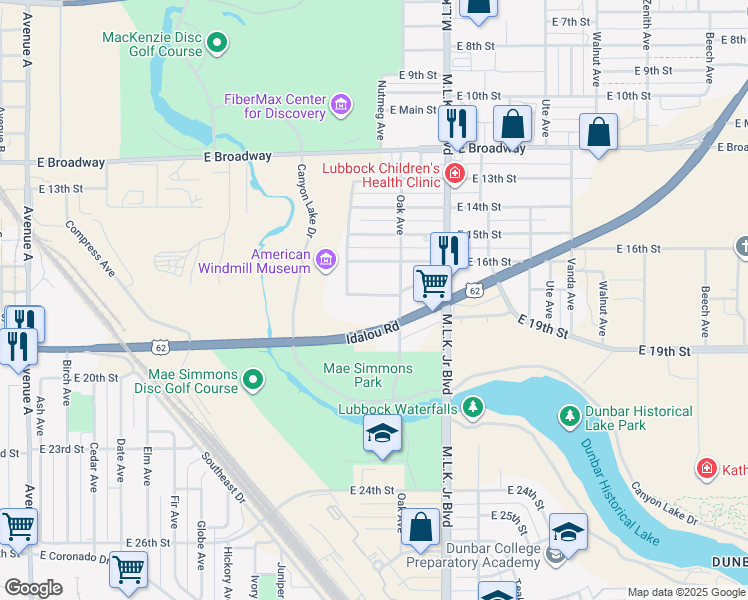 map of restaurants, bars, coffee shops, grocery stores, and more near 1316 Magnolia Avenue in Lubbock