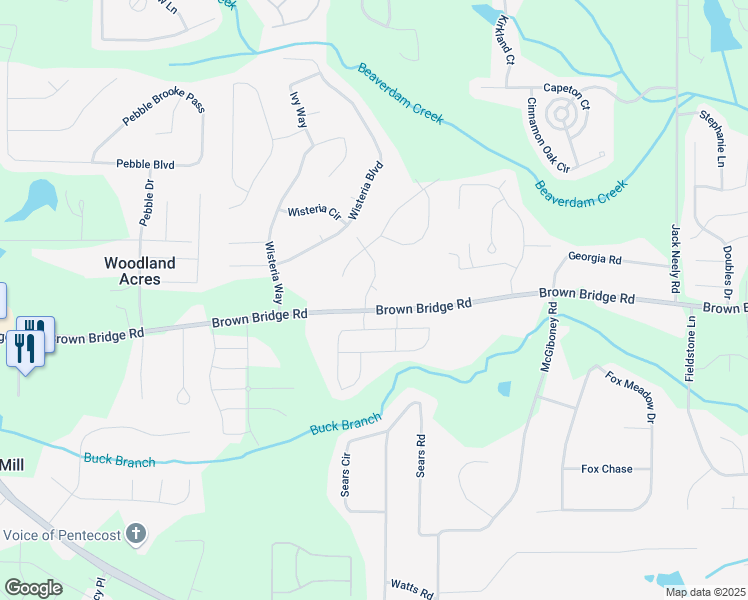 map of restaurants, bars, coffee shops, grocery stores, and more near 10 Watercress Court in Covington