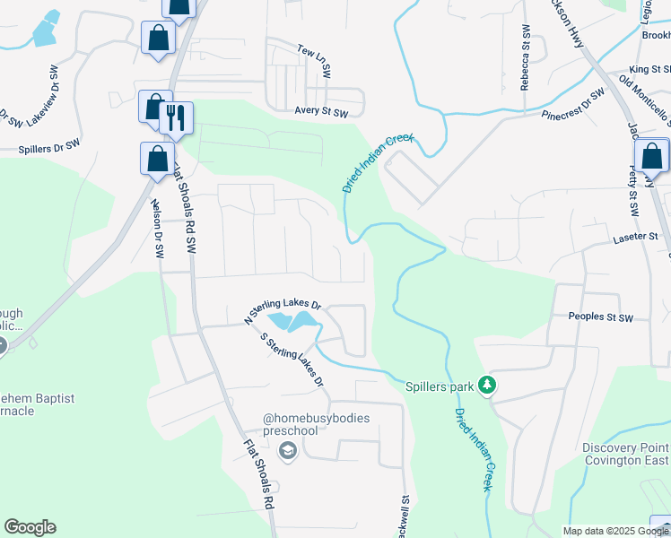 map of restaurants, bars, coffee shops, grocery stores, and more near 8125 Berrywood Court Southwest in Covington
