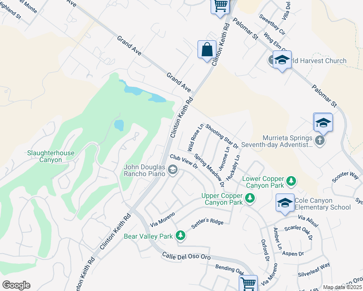 map of restaurants, bars, coffee shops, grocery stores, and more near 37218 Floral Creek Circle in Murrieta