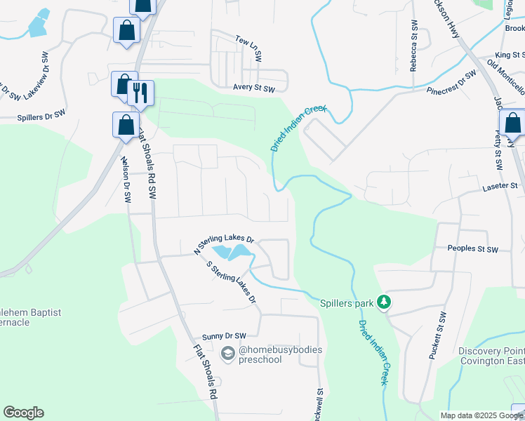 map of restaurants, bars, coffee shops, grocery stores, and more near 8125 Berrywood Court Southwest in Covington