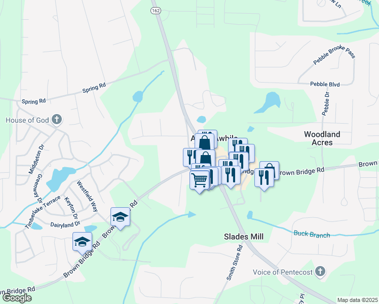 map of restaurants, bars, coffee shops, grocery stores, and more near 57 Salem Circle in Covington