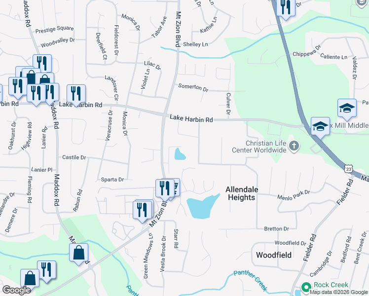 map of restaurants, bars, coffee shops, grocery stores, and more near 6381 Impala Circle in Morrow