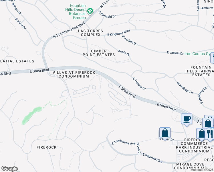 map of restaurants, bars, coffee shops, grocery stores, and more near 16203 East Ridgeline Drive in Fountain Hills