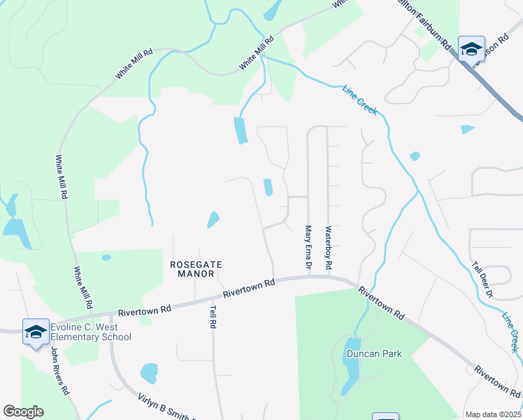 map of restaurants, bars, coffee shops, grocery stores, and more near 6490 Lake Esther Drive in Fairburn