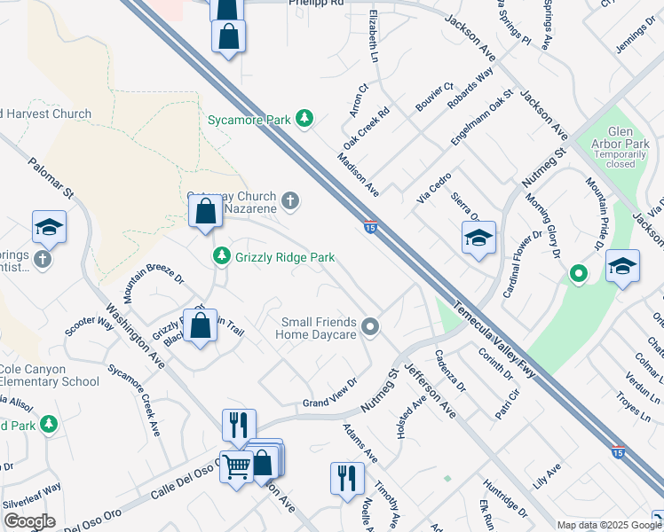 map of restaurants, bars, coffee shops, grocery stores, and more near 23661 Ballestros Road in Murrieta