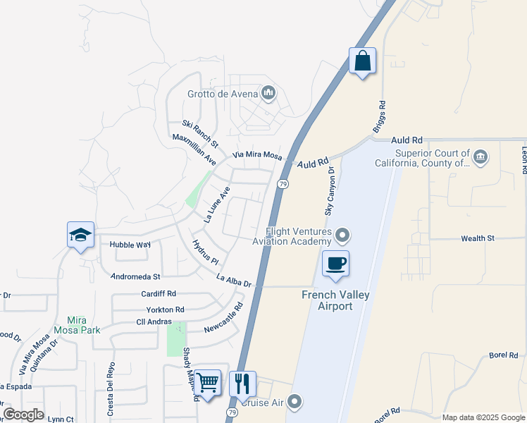 map of restaurants, bars, coffee shops, grocery stores, and more near 37108 Ascella Lane in Murrieta