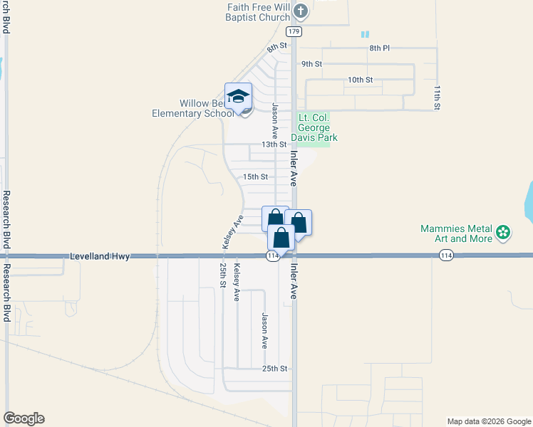 map of restaurants, bars, coffee shops, grocery stores, and more near 8802 17th Street in Lubbock