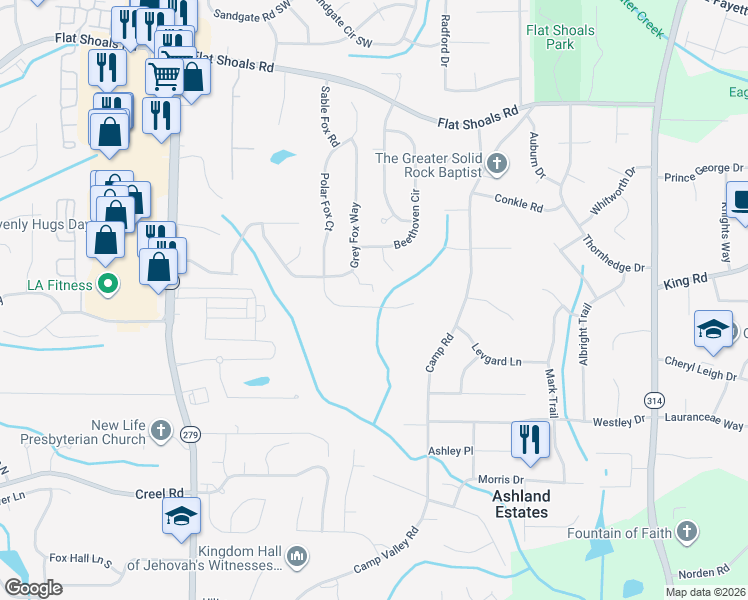 map of restaurants, bars, coffee shops, grocery stores, and more near 135 Beethoven Court in Riverdale