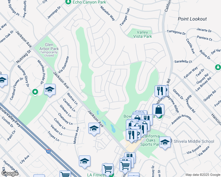 map of restaurants, bars, coffee shops, grocery stores, and more near 40530 Vía Malagas in Murrieta