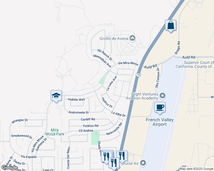 map of restaurants, bars, coffee shops, grocery stores, and more near 37305 La Lune Avenue in Murrieta