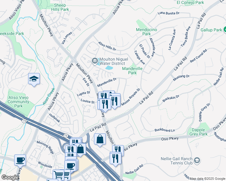 map of restaurants, bars, coffee shops, grocery stores, and more near 24546 Alta Loma Court in Laguna Hills