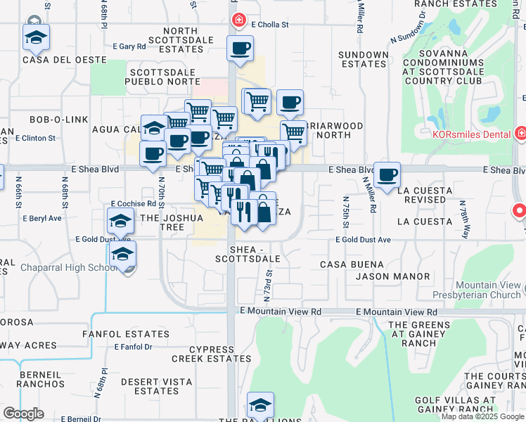 map of restaurants, bars, coffee shops, grocery stores, and more near 10333 North Scottsdale Road in Scottsdale