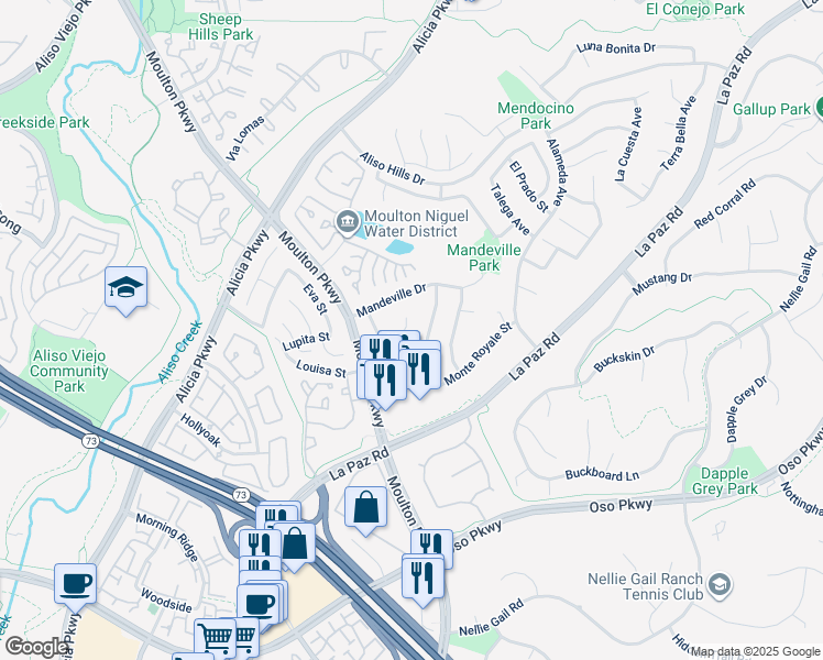 map of restaurants, bars, coffee shops, grocery stores, and more near 24546 Alta Loma Court in Laguna Hills