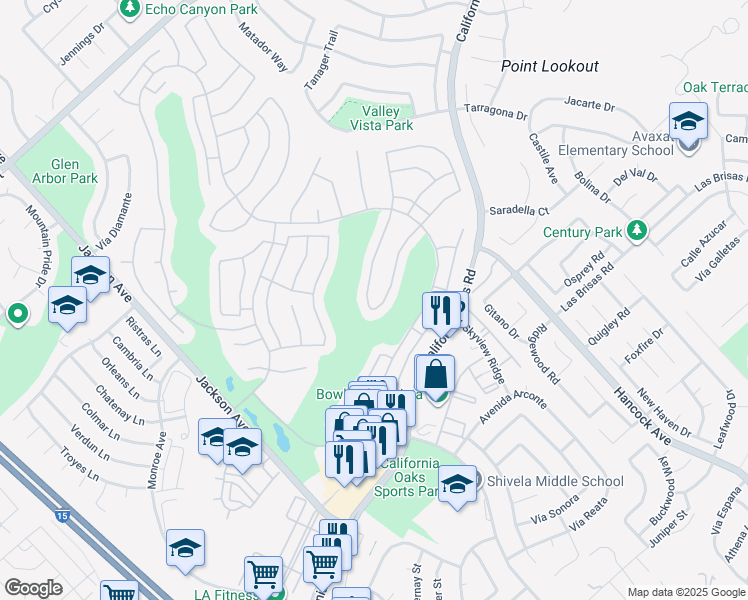 map of restaurants, bars, coffee shops, grocery stores, and more near 40354 Vía Marisa in Murrieta