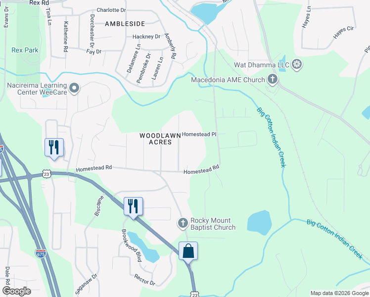 map of restaurants, bars, coffee shops, grocery stores, and more near 70 Cumberland Drive in Rex