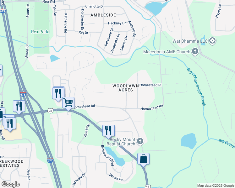map of restaurants, bars, coffee shops, grocery stores, and more near 6386 Woodlawn Avenue in Rex
